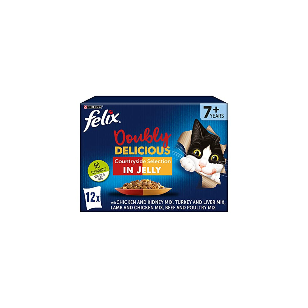 Felix As Good As It Looks Doubly Delicious Senior Cat Food Meat, 12 x 100g