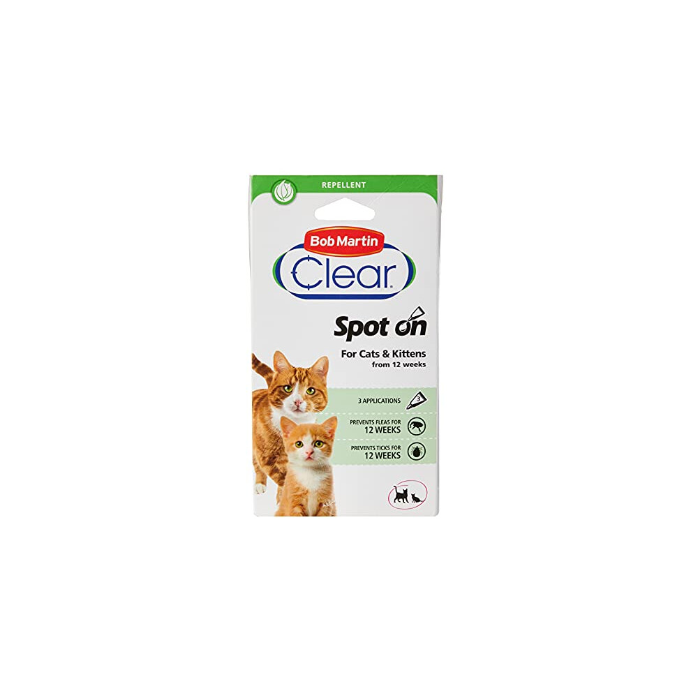 Bob Martin Clear Flea and Tick Spot On for Cats & Kittens From 12 Weeks