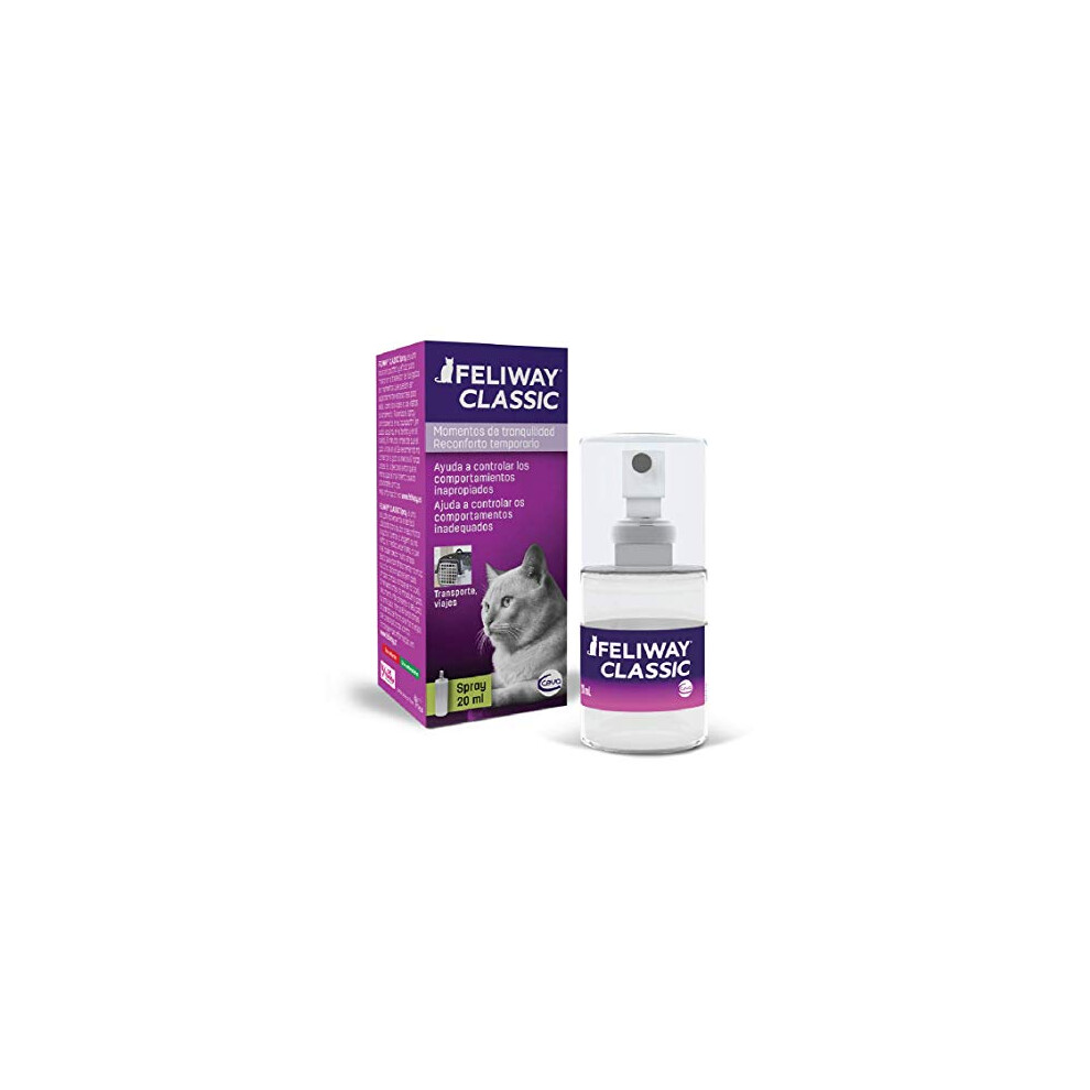 Feliway Classic 20Ml Spray, Comforts Cats And Helps Solve Behavioural Issues And Stress/Anxiety In The Home And On The Move - 20Ml
