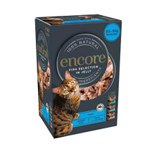 Encore 100% Natural Wet Cat Food, Multipack Fish in Jelly 4 x (5 x 50 g) Pack of 20 Pouches