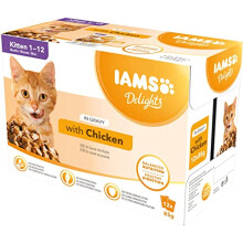 IAMS Delights Wet Food for Kittens 1-12 Months with Chicken in Gravy, 12 x 85 g