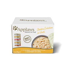 Applaws Natural Wet Cat Food, Multipack Chicken Selection in Broth 70 g Tin (Pack of 12)