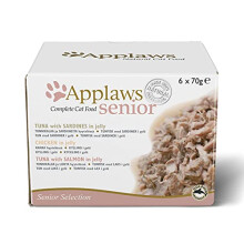 Applaws Wet Cat Food for Senior Adult Cats, Multipack Tuna and Chicken Selection in Jelly 6 x 70g