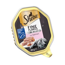 Sheba Fine Flakes in Jelly with Salmon Ãââ Wet cat food trays for adult cats Ãââ 22 x 85 g Pack