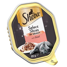 Sheba Select Slices in Gravy Ãââ Beef Selection Ãââ Wet cat food trays for adult cats Ãââ 22 x 85 g Pack