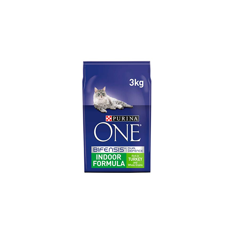 New Purina One Indoor Dry Cat Food Turkey And Wholegrain, 3Kg 12327300