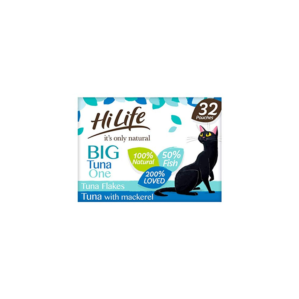 HiLife it's only natural - Complete Wet Cat Food - The Big Tuna One in Jelly - 100% Natural Ingredients Grain Free, 32 Pouches x 70g