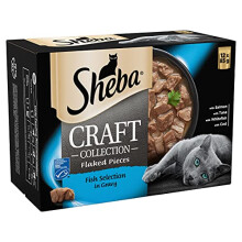 Sheba Craft Cat Pouches Fish Selection in Gravy, 85 g (4 Packs of 12= 48 Pouches)