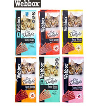 Webbox *NEW* 6 PACK MIXED CAT STICKS CAT KITTEN MEATY STICK TREAT COD DUCK BEEF CHICKEN TURKEY SALMON