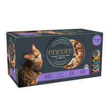 ENCORE 100% Natural Wet Cat Food Pot, Multipack Fish and Chicken Selection in Broth 60g Pot (Pack of 40)