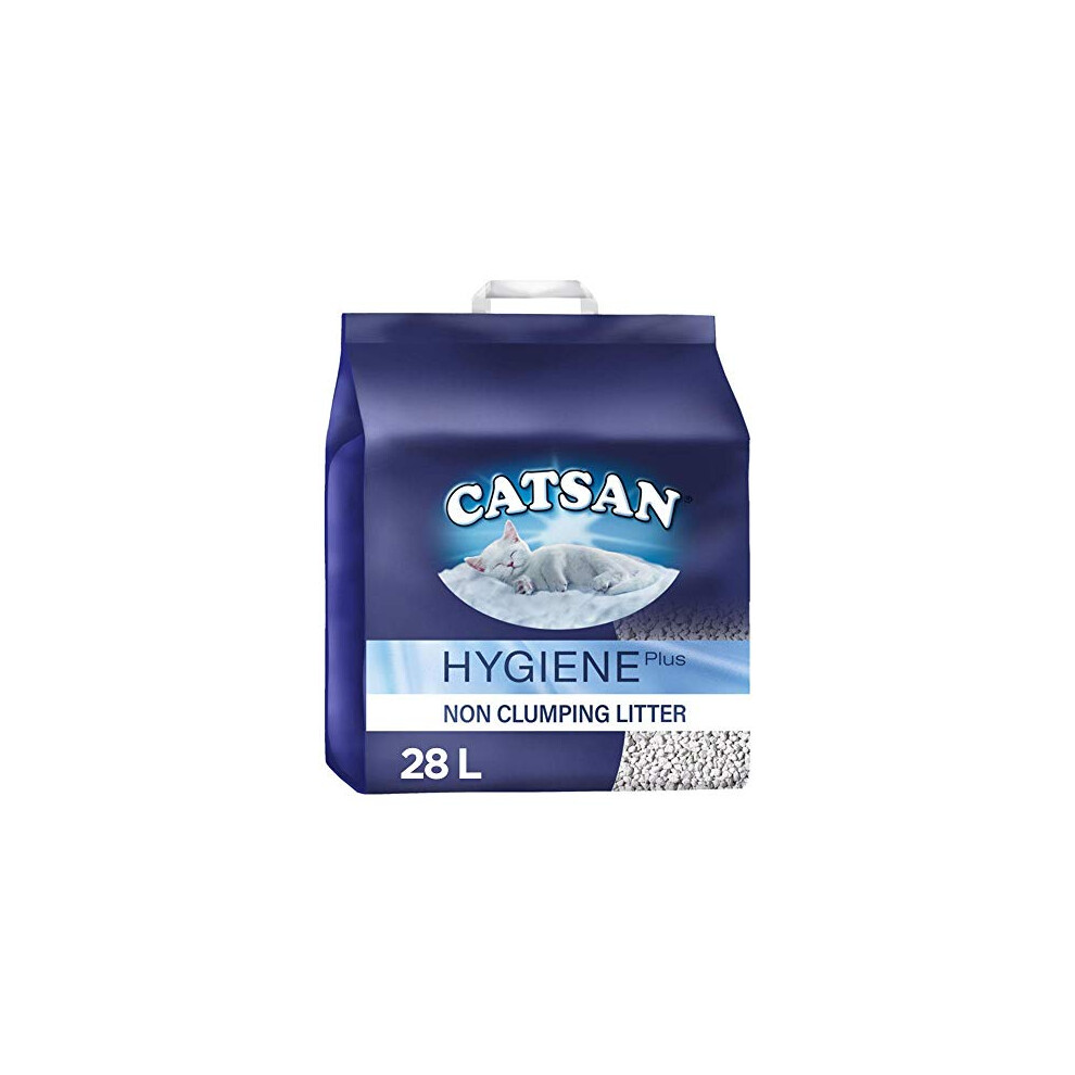 Catsan Hygiene Plus Non Clumping Cat Litter, 28 Litres Odour Control (2 x 14L)