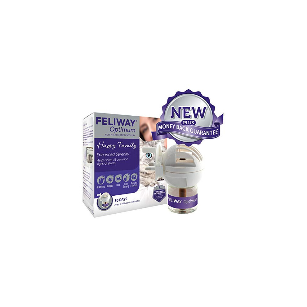 Feliway Optimum Diffuser & 30 Day Refill, The Best Solution To Ease Cat Anxiety, Cat Conflict And Stress In The Home