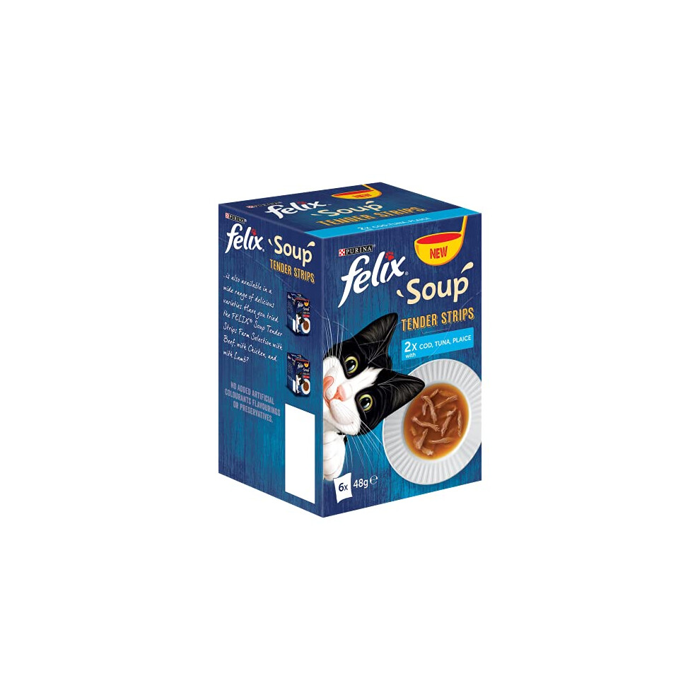 Felix Soup Cat Food Fish Selection Tender Strips, 6x48g (Pack of 8)