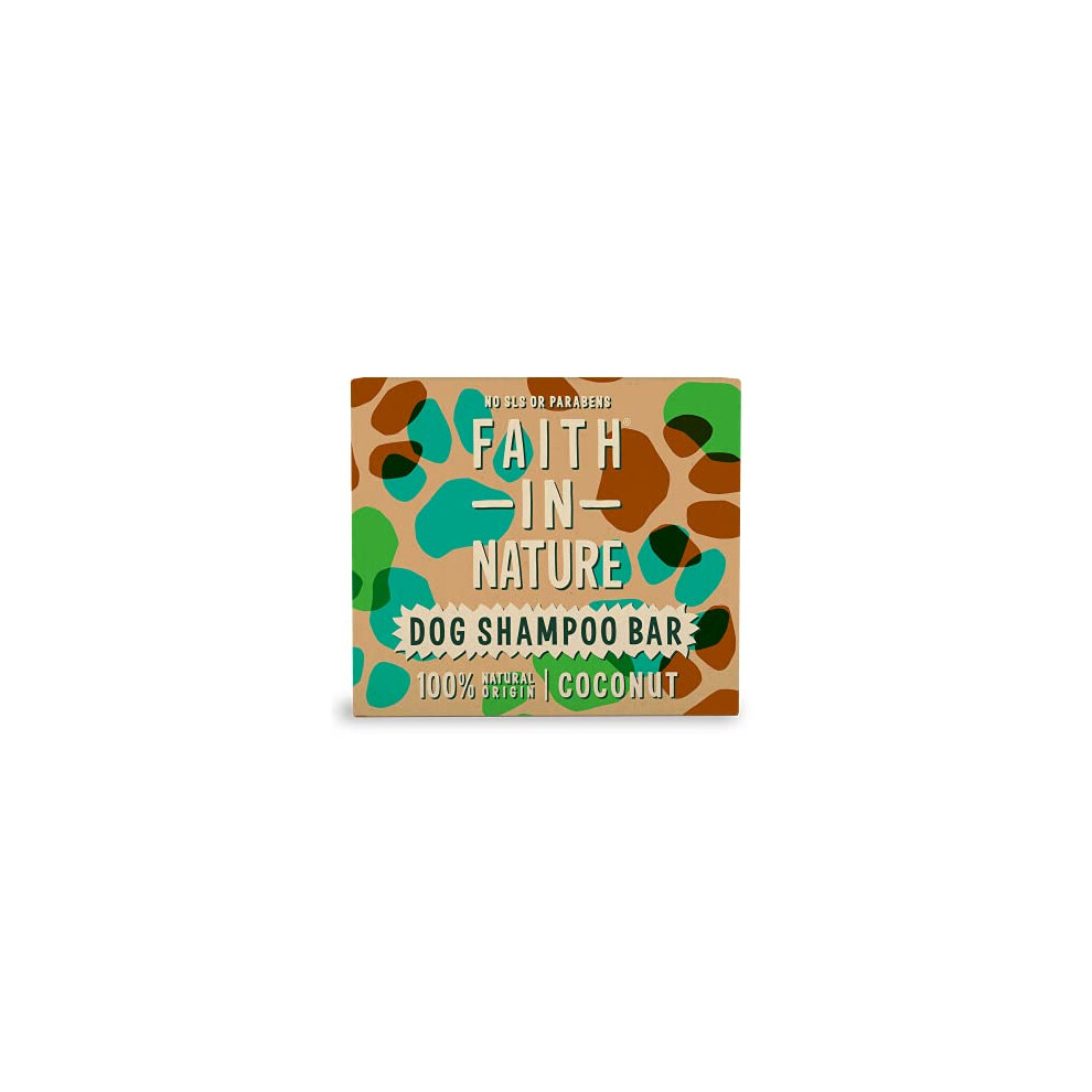 Faith In Nature Natural Coconut Dog Shampoo Bar, Vegan & Cruelty Free, No SLS or Parabens, Detangling, For Curly Coats, 85g