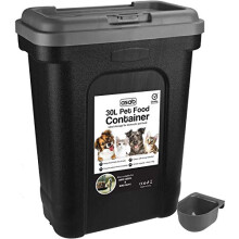 ASAB Dry Pet Food Storage Container - Top Flip Bin Lid with Scoop - Grey - Large