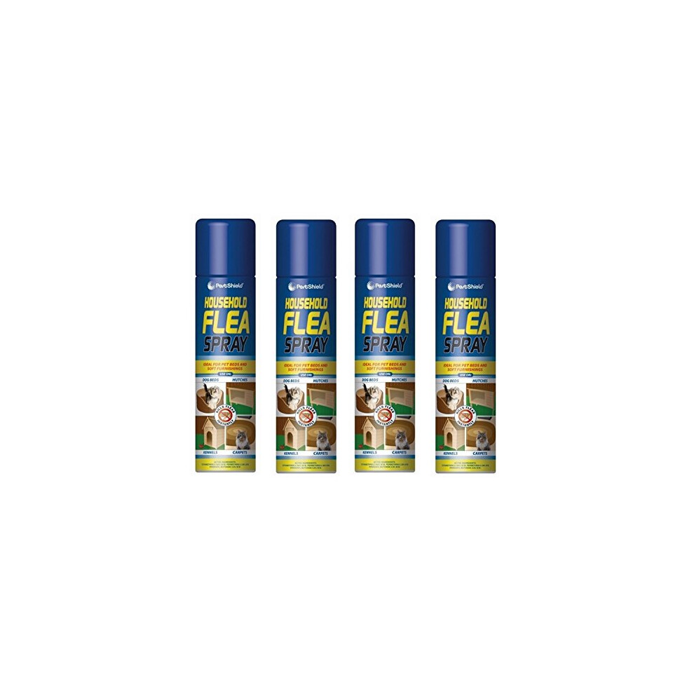 Flea Killer Spray 4 x 200ml Aerosol Animal Flea Dog Cat Tick Protection House