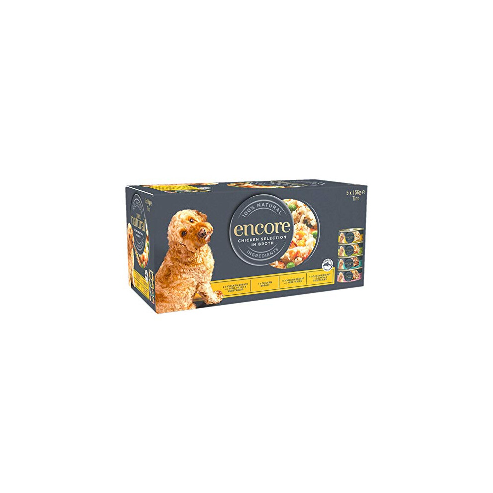 Encore 100% Natural Wet Dog Food, Chicken Selection Multipack, 5 x 156g