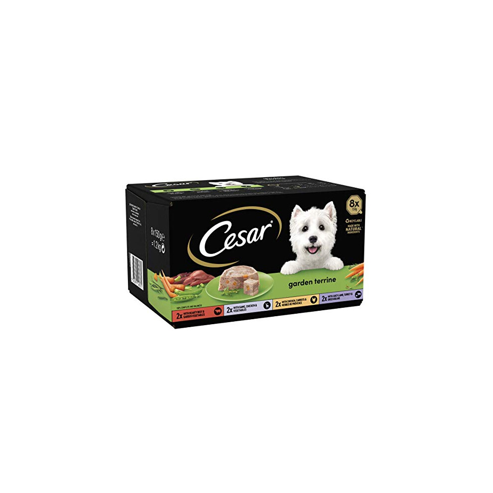 Cesar Garden Terrine - Wet Dog Food for Adult Dogs 1+ Mixed Selection in Loaf, 24 Trays (24 x 150 g)