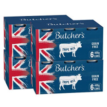 BUTCHER'S Wet Dog Food Tin Cans Grain Free Tripe Mix 9.6kg (24 x 400g)