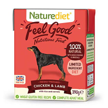 Naturediet - Feel Good Wet Dog Food, Natural and Nutritionally Balanced, Chicken & Lamb, 390g (Pack of 18)
