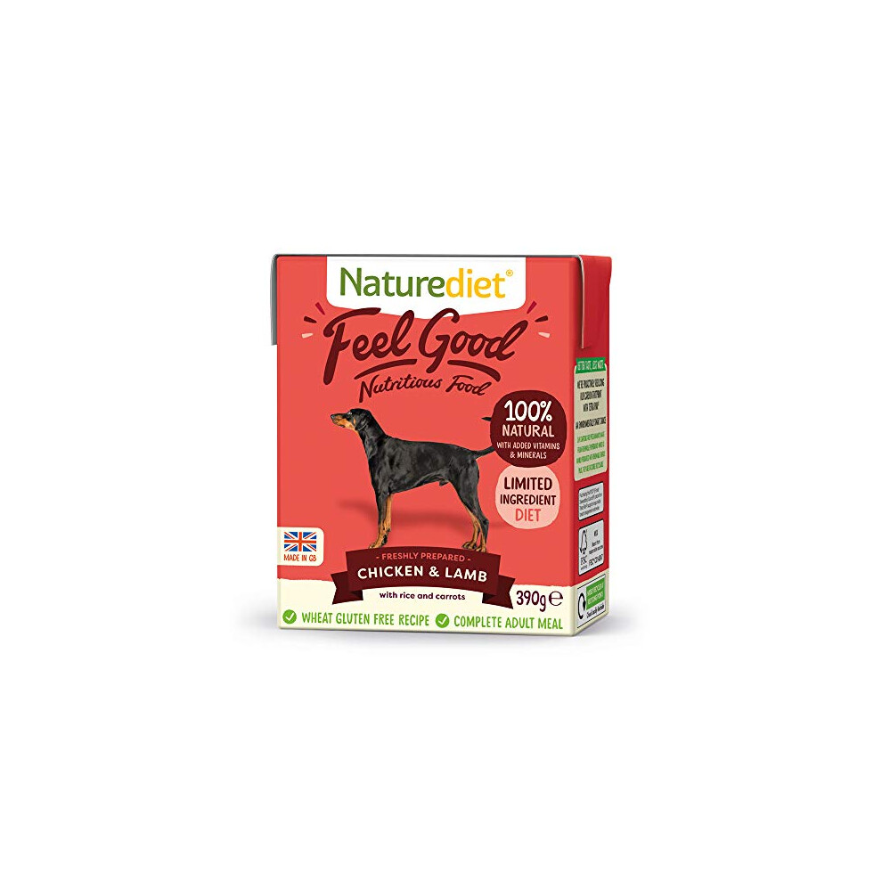 Naturediet - Feel Good Wet Dog Food, Natural And Nutritionally Balanced, Chicken & Lamb, 390G (Pack Of 18)