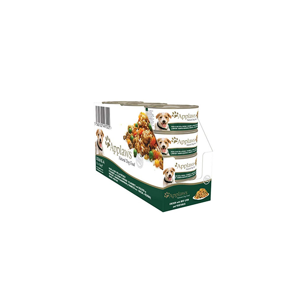 Applaws Dog Tin Chicken Breast with Beef Liver and Vegetables, 12 x 156g