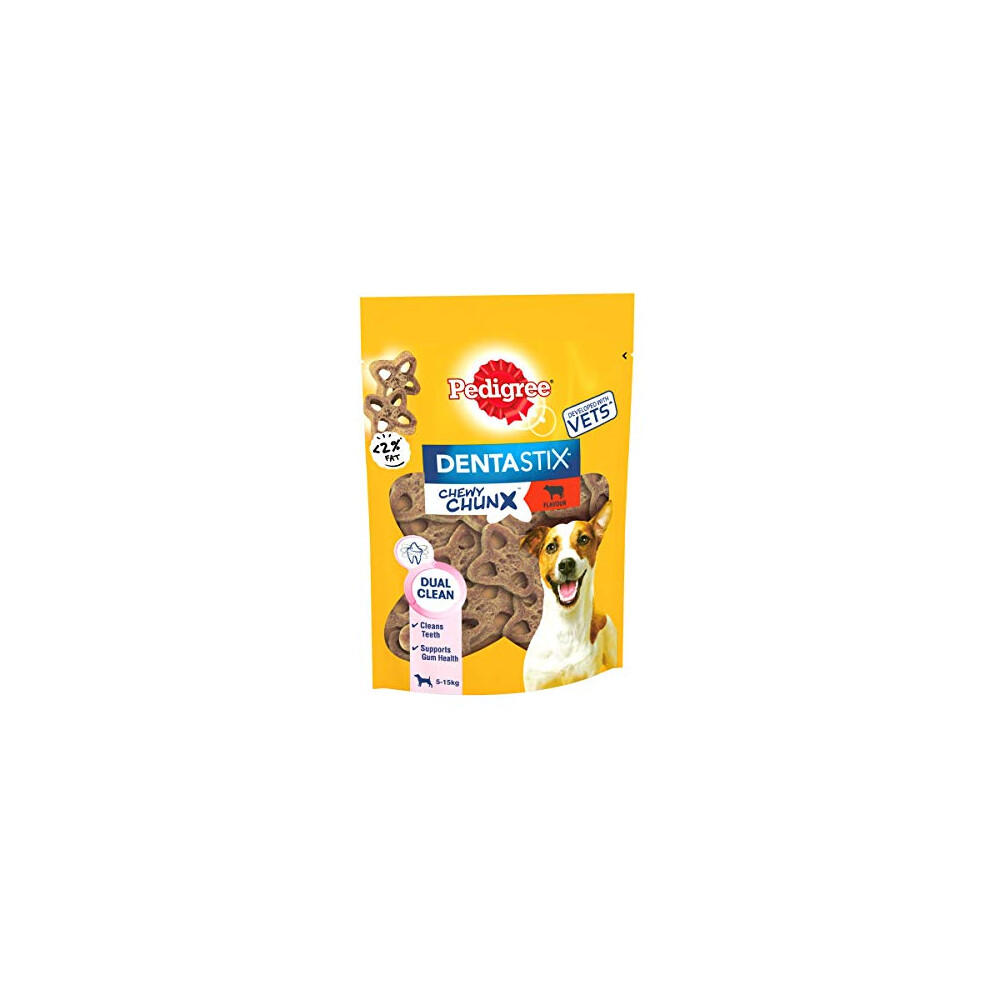 Pedigree Dentastix Chewy Chunx Mini Dog Treat Beef Flavour, 5x 68g