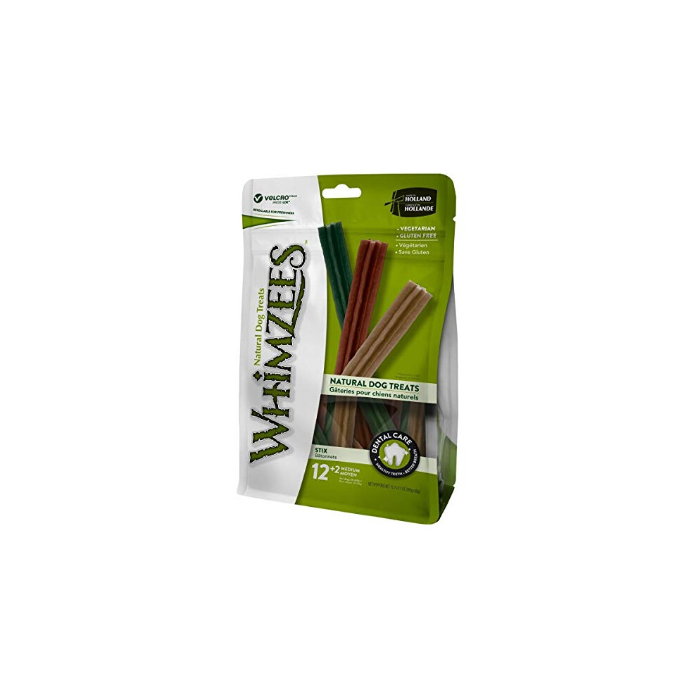 WHIMZEES Natural Dental Dog Chews Long lasting, Stix Medium, 14 Pieces