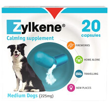 Zylkene Calming Supplement for Medium Dogs (10 to 30kg) 225mg| Helps ease Pet Anxiety in stressful situations | Easily administered | 20 capsules
