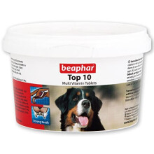 Beaphar Top 10 Dog Vitamins - 180-Count (10394) | Essential vitamins & minerals for vitality, coat, eyes, bones & muscles