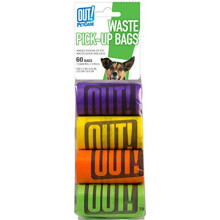 OUT! Dog Poop Pick-Up Bags, strong & Leakproof - Rainbow,1 pack of 60 bags (4 Rolls, 15 bags/Roll )