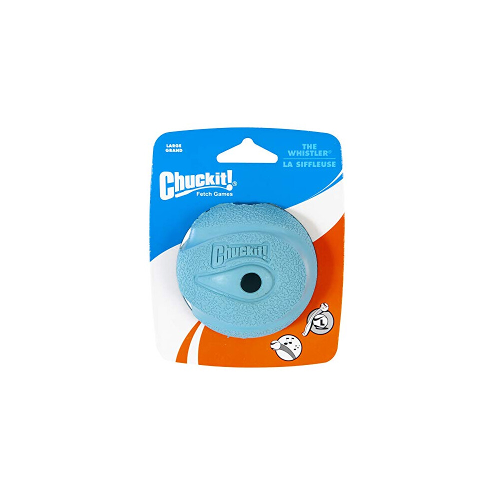 ChuckIt! The Whistler Ball, Durable High Bounce Rubber Dog Ball, Launcher Compatible, Blue, Large, 1 Pack