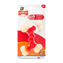 Nylabone Extreme Tough Dog Chew Toy, Double Bend Bone, Cleans Teeth, Bacon Flavour, Medium, for Dogs Up to 16 kg