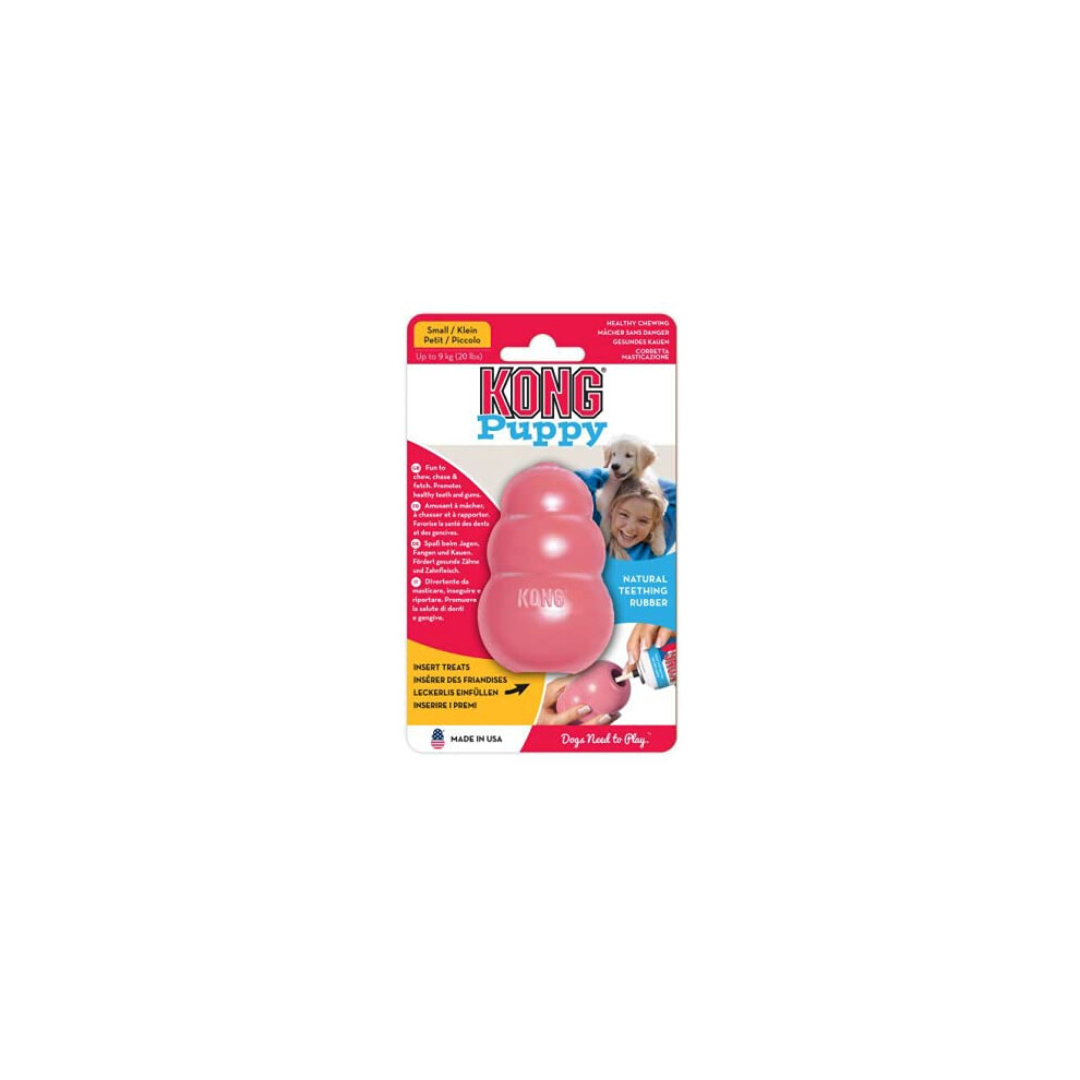 KONG - Puppy Toy Natural Teething Rubber - Fun to Chew, Chase & Fetch (Colour May Vary) - For Small Puppies