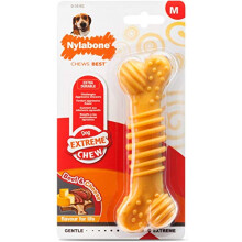 Nylabone Extreme Tough Dog Chew Toy Bone, Durable, Cleans Teeth, Beef & Cheese, Medium, for Dogs Up to 16 kg