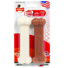 Nylabone 2 x Dura Chew Extreme Tough Dog Chew Toy Bones, 1 Bacon & 1 Chicken, Medium, For Dogs Up To 16 kg
