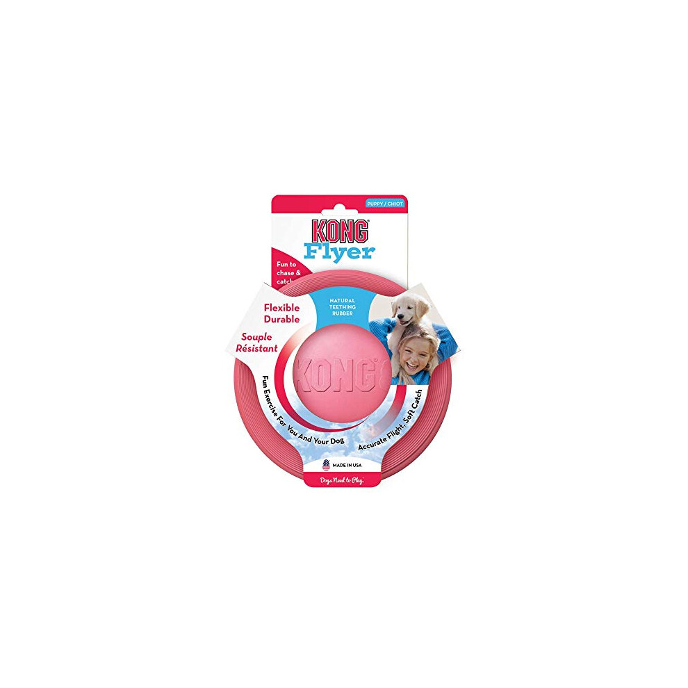 Kong - Puppy Flyer - Teething Rubber, Flying Disc Dog Toy - For Small Puppies (Assorted Colours)