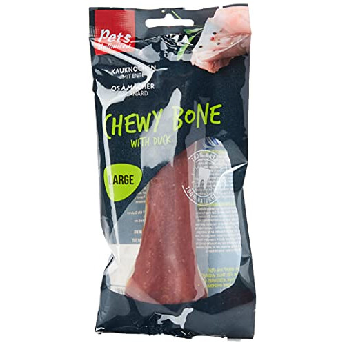 Pets Unlimited Chewy Bone with Duck, Large, clear 2