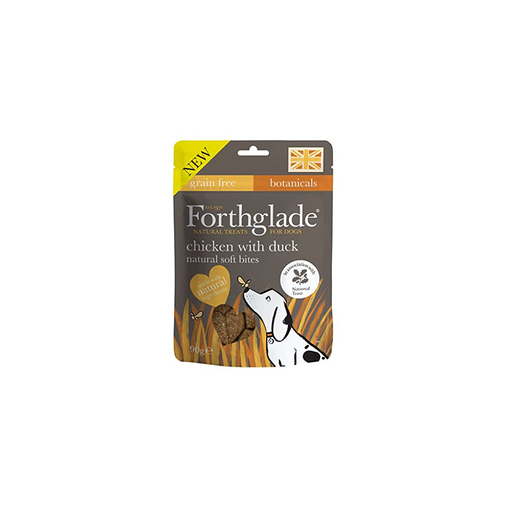 Forthglade National Trust Natural Dog Treats - Grain Free Soft Bites Chicken with Duck (8 x 90g) Resealable Bags