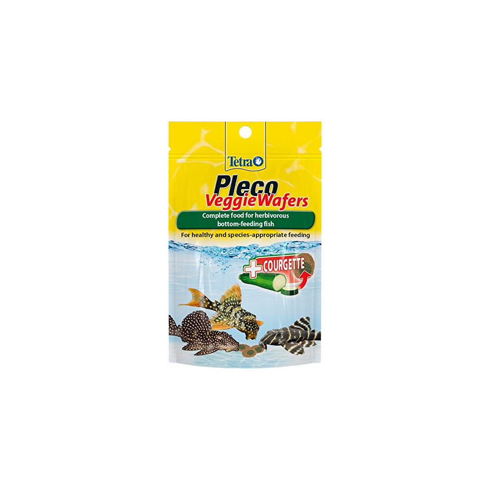 Tetra Pleco Veggie Wafers Fish Food, Complete Fish Food for Herbivorous Bottom-Feeding Fish, 42 g