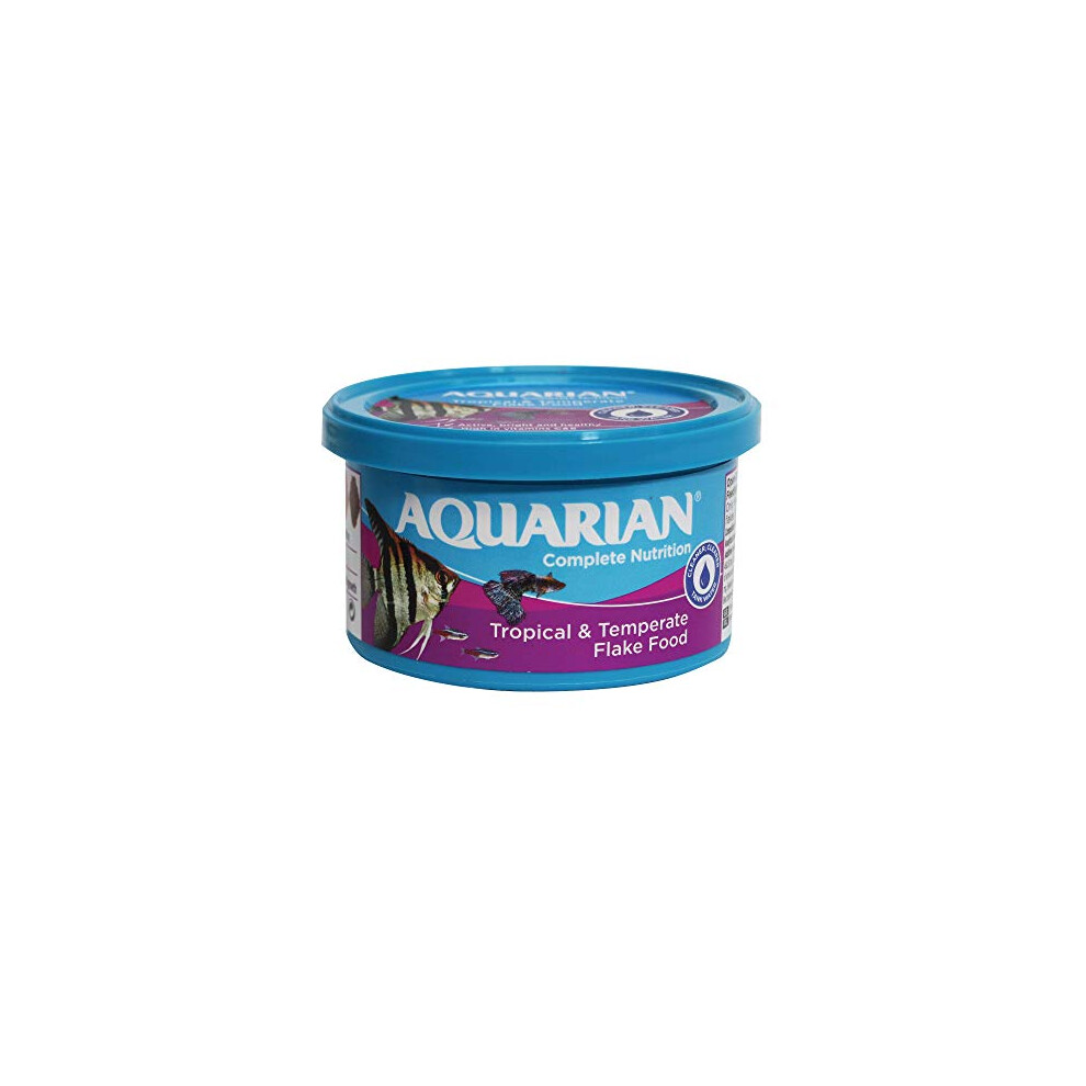 AQUARIAN Complete Nutrition, Aquarium Tropical Fish Food Flakes, 25g Container