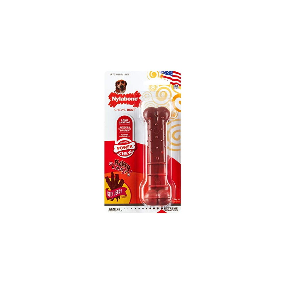 Nylabone Extreme Tough Dog Chew Toy Bone, Durable, Cleans Teeth, Beef Jerky Flavour, Medium, For Dogs Up To 16 Kg