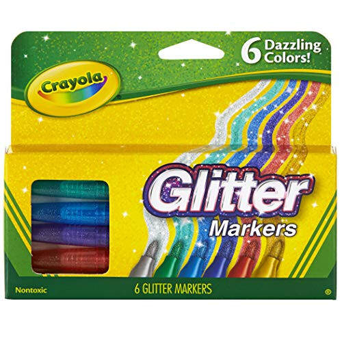 Crayola Crayola Glitter Markers, Assorted Colors, Gift, 6 Count (58-8629)