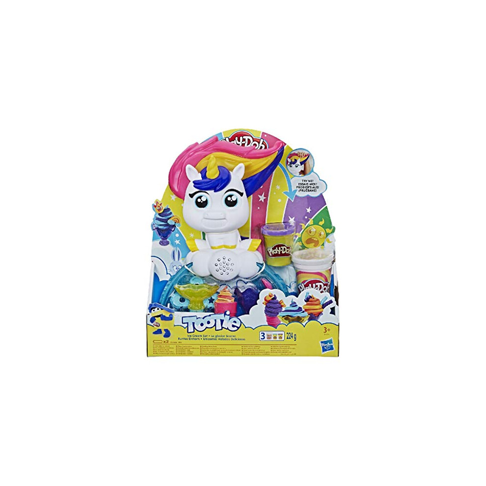 Play-Doh Tootie The Unicorn Ice Set With 3 Non-Toxic Colors Featuring Color Swirl Compound Cream