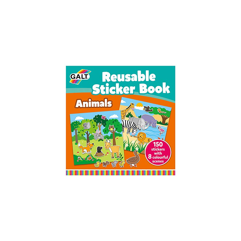 Galt 1005098 Reusable Sticker Book-Animals, Multicolor, 21 x 21 x 0.5cm Approx