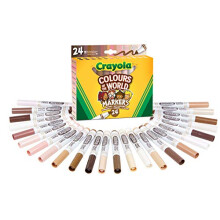 CRAYOLA 58-7804 Washable Maxi Tip Markers, Pack of 24, Assorted Represent The Skin Colour of People Around The World, No Color, 24 Count (Pack of 1)