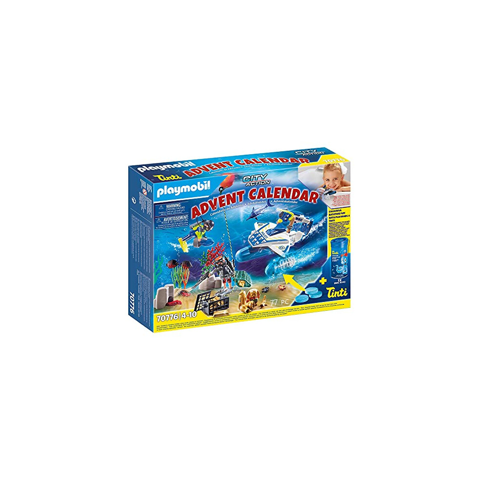 Playmobil Advent Calendar 70776 Bathtime Fun Police Diving Mission, For Ages 4+