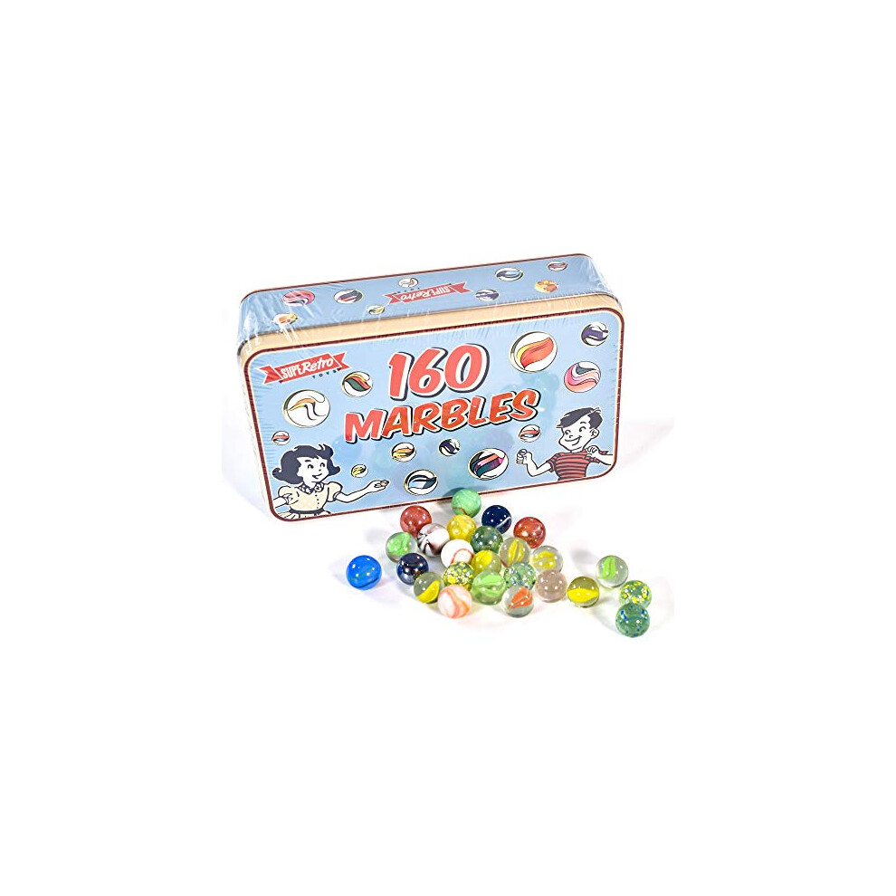 Kandy Toys Kandytoys 160 Piece Classic Glass Marbles In A Vintage Storage / Gift Tin