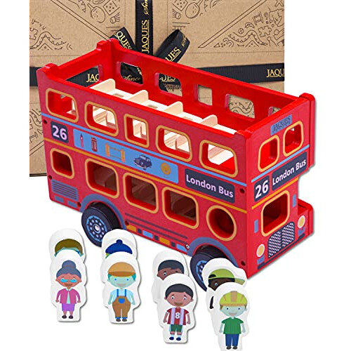 Jaques of London Toy Bus | Wooden Toy Bus with Passengers | Toddler ...