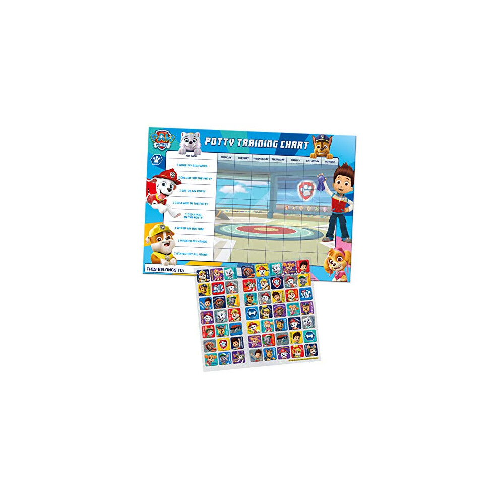 01.70.30.025 Paw Patrol Potty And Toilet Training Reward Chart And Stickers Paper Projects